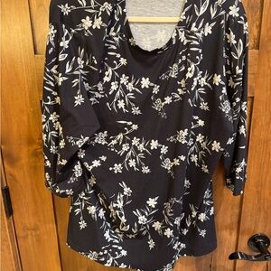 Floral Black and White Women's Top